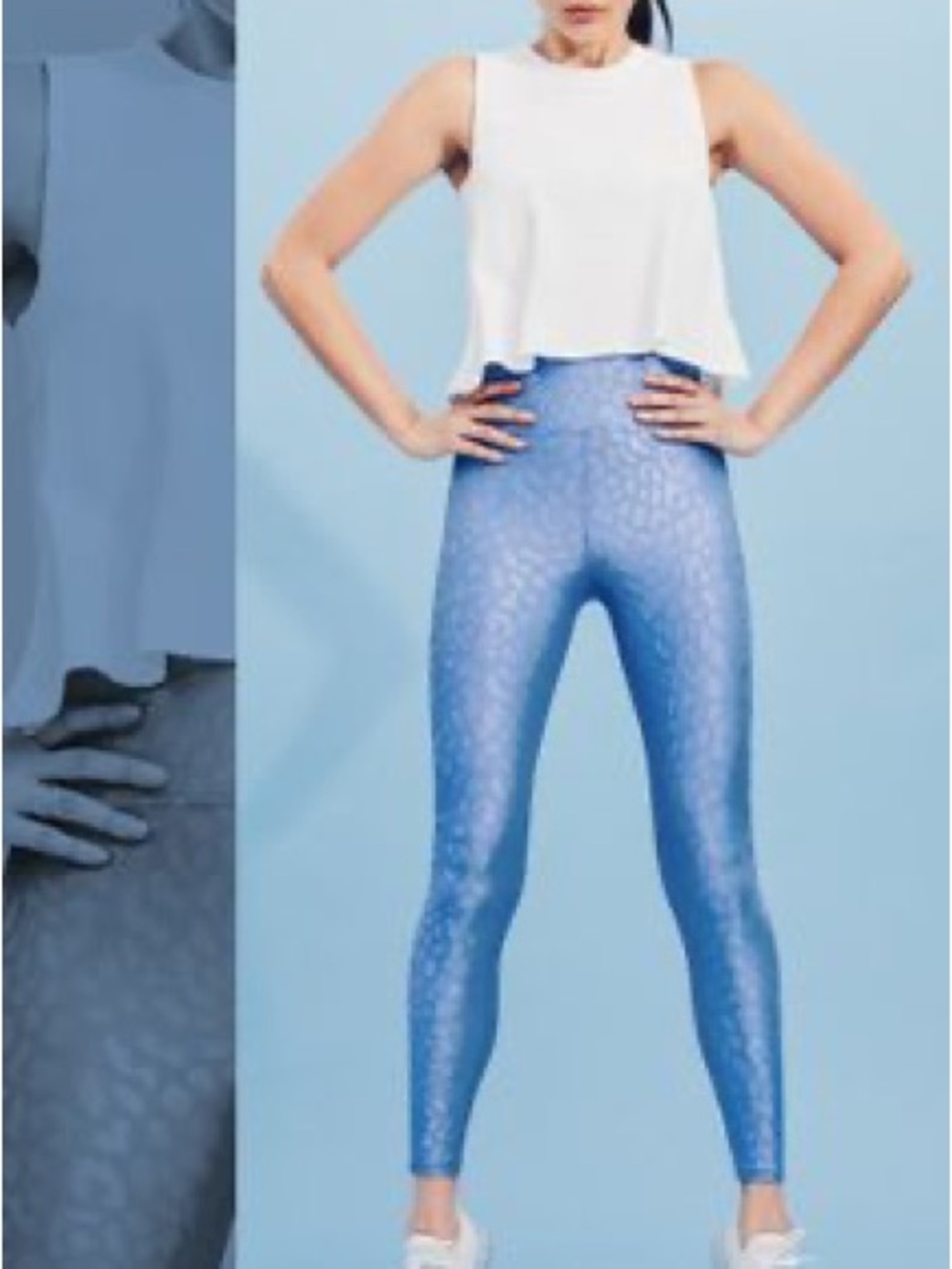 Carbon38 Blue Textured High-Rise Leggings